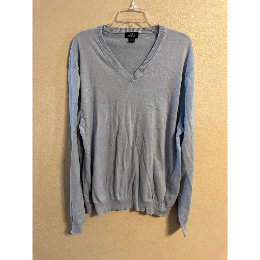 Brooks Brothers 346 XXL Supima Cotton V Neck Sweater Blue Menswear